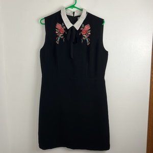 Tristan Black Sleeveless Embroidered Tie Dress